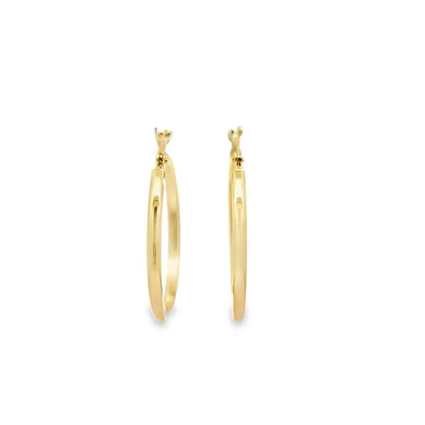 14K Yellow Gold 1 Inch - 2mm Hoop Earrings Arezzo Jewelers Elmwood Park, IL