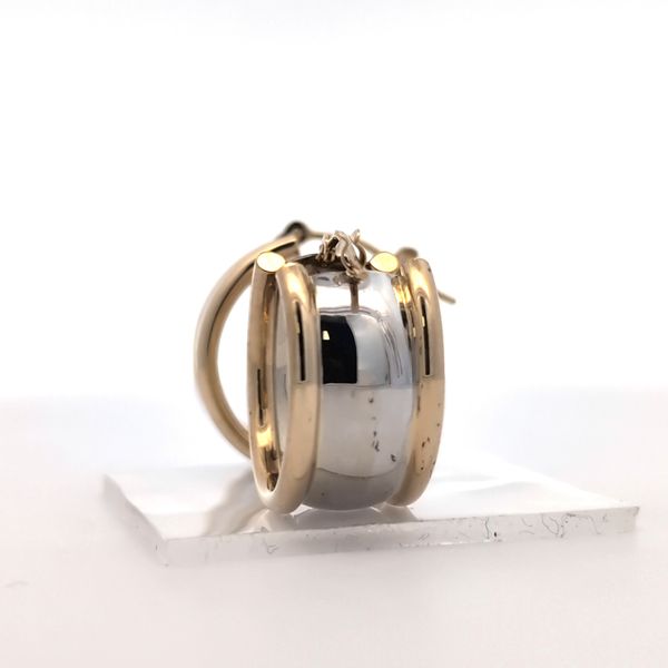 14K Two-Tone Yellow Gold Wide Hoop Earrings Image 2 Arezzo Jewelers Elmwood Park, IL