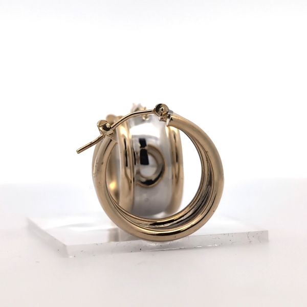 14K Two-Tone Yellow Gold Wide Hoop Earrings Image 4 Arezzo Jewelers Elmwood Park, IL