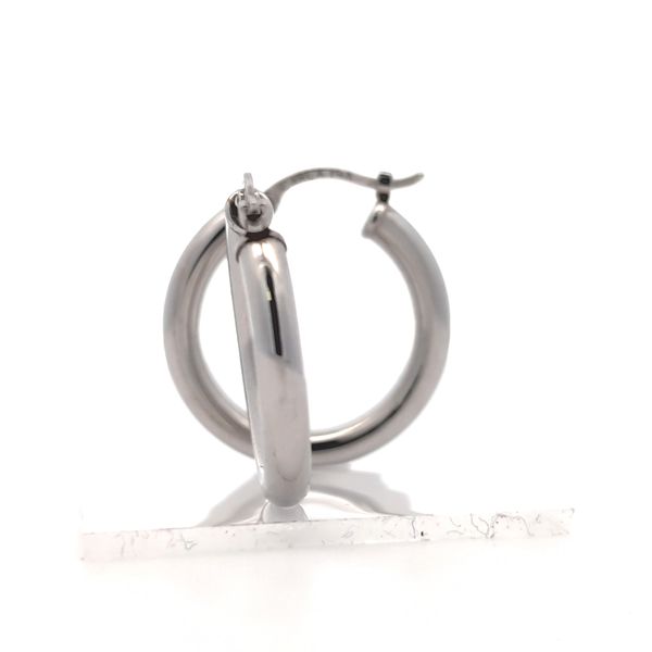 14k White Gold 3mm Tubular Hoop Earrings Image 2 Arezzo Jewelers Elmwood Park, IL