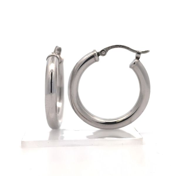 14k White Gold 3mm Tubular Hoop Earrings Arezzo Jewelers Elmwood Park, IL