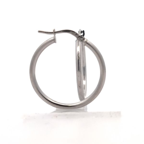 14K White Gold 2mm Tubular Hoop Earrings Image 2 Arezzo Jewelers Elmwood Park, IL