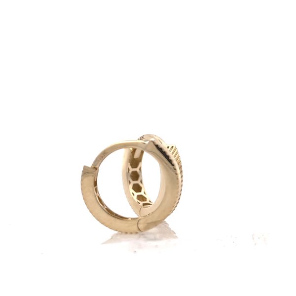 14k Yellow Gold Textured 3.25mm Huggie Earrings Image 4 Arezzo Jewelers Elmwood Park, IL