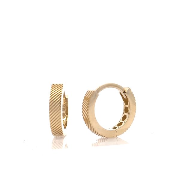 14k Yellow Gold Textured 3.25mm Huggie Earrings Arezzo Jewelers Elmwood Park, IL