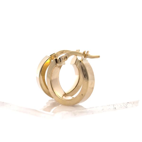 14K Yellow Gold 4mm Small Flat Hoop Earrings Image 2 Arezzo Jewelers Elmwood Park, IL