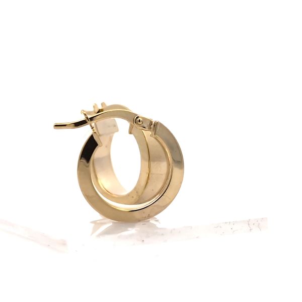 14K Yellow Gold 4mm Small Flat Hoop Earrings Image 4 Arezzo Jewelers Elmwood Park, IL