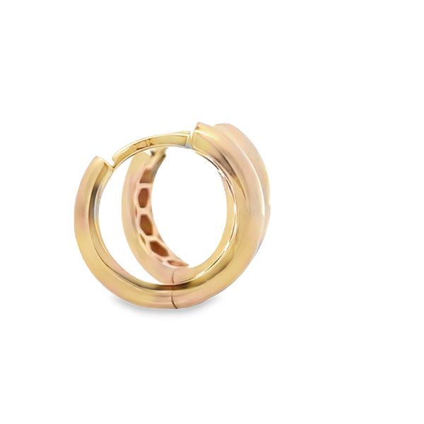 14K Yellow Gold 4.9mm Tapered Huggie Earrings Image 2 Arezzo Jewelers Elmwood Park, IL