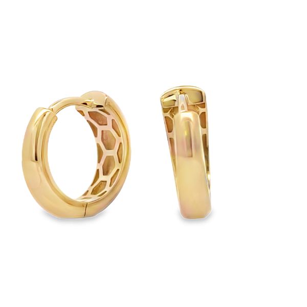 14K Yellow Gold 4.9mm Tapered Huggie Earrings Image 3 Arezzo Jewelers Elmwood Park, IL