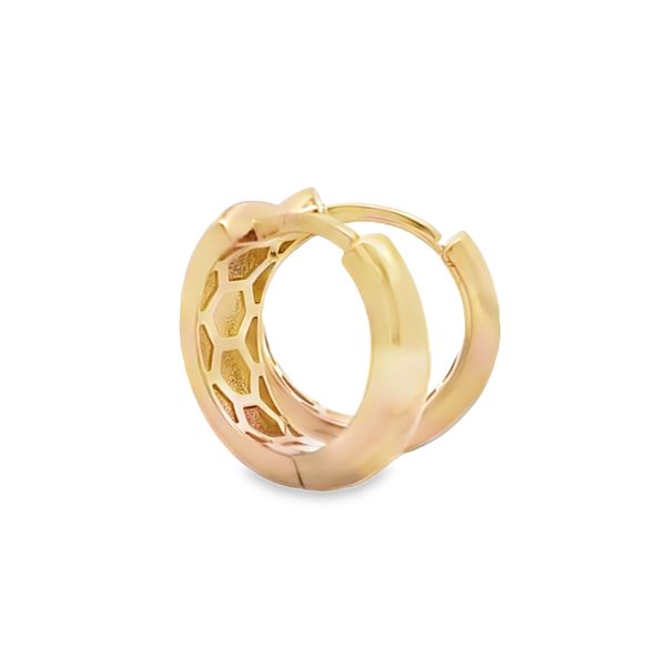 14K Yellow Gold 4.9mm Tapered Huggie Earrings Image 4 Arezzo Jewelers Elmwood Park, IL
