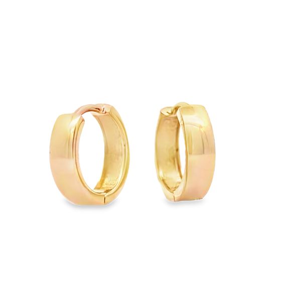 14k Yellow Gold Polished 3.4mm Huggie Earrings Image 2 Arezzo Jewelers Elmwood Park, IL