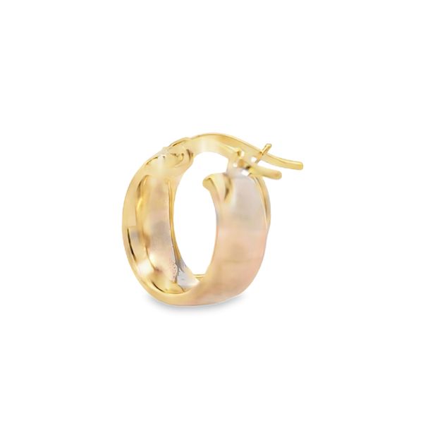 14k Yellow Gold Small 6mm Wide Hoop Earrings Image 2 Arezzo Jewelers Elmwood Park, IL