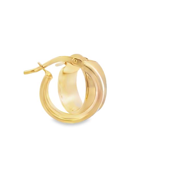 14k Yellow Gold Small 6mm Wide Hoop Earrings Image 4 Arezzo Jewelers Elmwood Park, IL