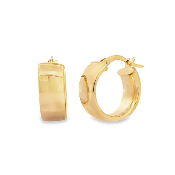 14k Yellow Gold Small 6mm Wide Hoop Earrings Arezzo Jewelers Elmwood Park, IL