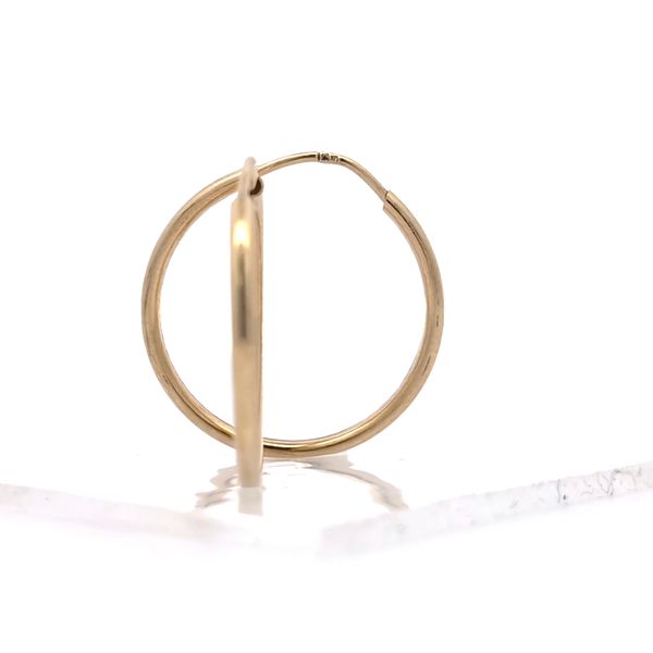 14K Yellow Gold 1.5mm Endless Hoop Earrings - 20mm Image 2 Arezzo Jewelers Elmwood Park, IL