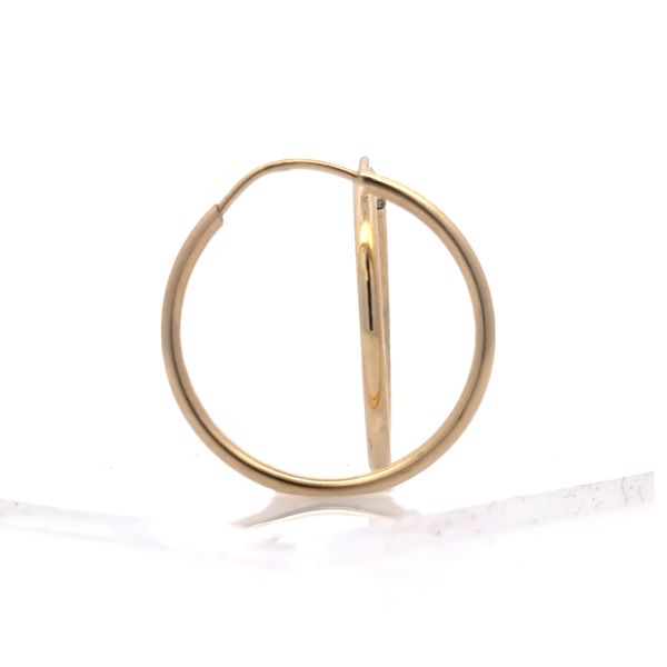 14K Yellow Gold 1.5mm Endless Hoop Earrings - 20mm Image 4 Arezzo Jewelers Elmwood Park, IL
