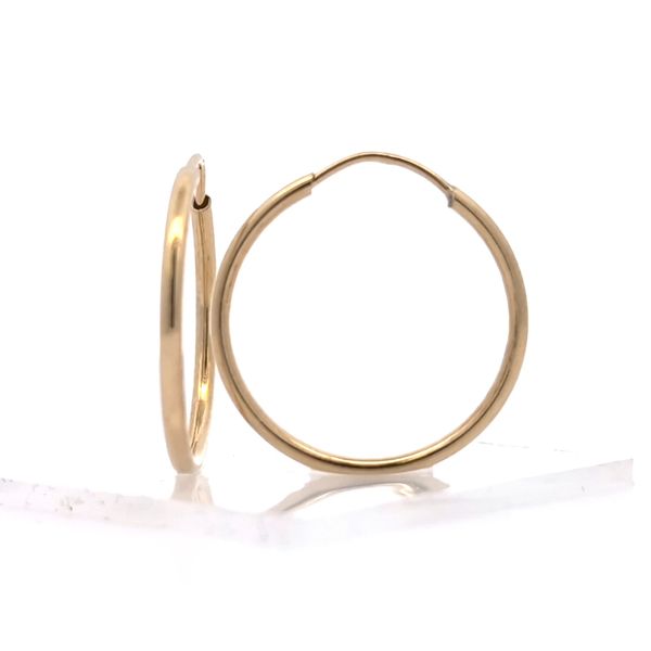 14K Yellow Gold 1.5mm Endless Hoop Earrings - 20mm Arezzo Jewelers Elmwood Park, IL