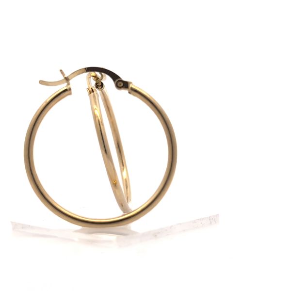 14K Yellow Gold 2mm Classic Hoop Earrings - 29mm Image 2 Arezzo Jewelers Elmwood Park, IL