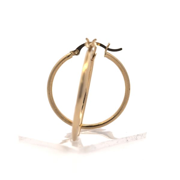 14K Yellow Gold 2mm Classic Hoop Earrings - 29mm Image 4 Arezzo Jewelers Elmwood Park, IL