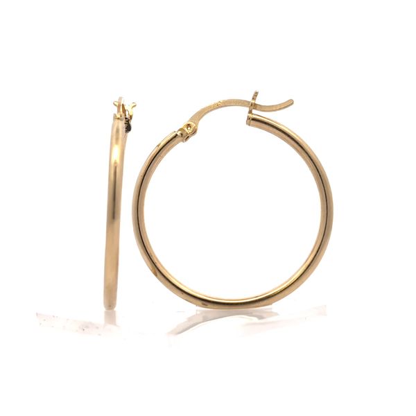 14K Yellow Gold 2mm Classic Hoop Earrings - 29mm Arezzo Jewelers Elmwood Park, IL
