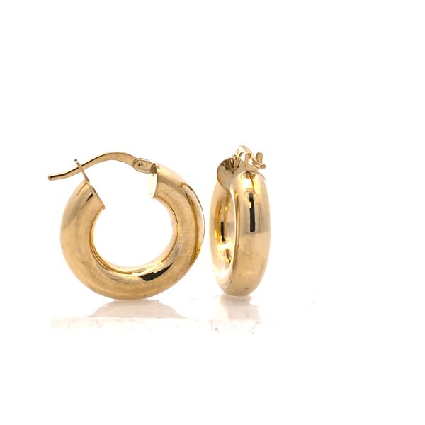 14k Yellow Gold Bold Chunky 4.8mm Tubular Hoop Earrings - 20mm Image 2 Arezzo Jewelers Elmwood Park, IL