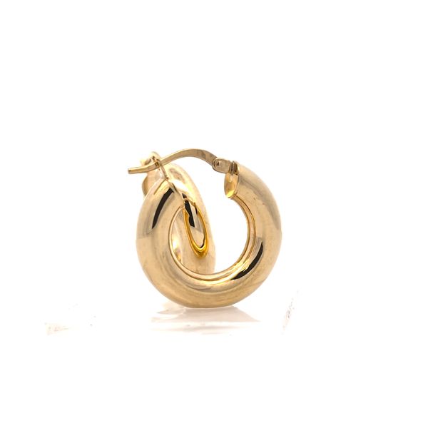 14k Yellow Gold Bold Chunky 4.8mm Tubular Hoop Earrings - 20mm Image 3 Arezzo Jewelers Elmwood Park, IL