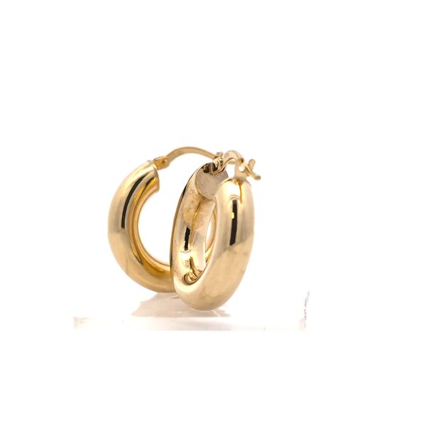 14k Yellow Gold Bold Chunky 4.8mm Tubular Hoop Earrings - 20mm Image 4 Arezzo Jewelers Elmwood Park, IL