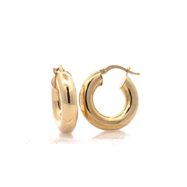 14k Yellow Gold Bold Chunky 4.8mm Tubular Hoop Earrings - 20mm Arezzo Jewelers Elmwood Park, IL