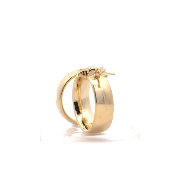 14K Yellow Gold 6mm Wide Flat Hoop Earrings - 20mm Image 2 Arezzo Jewelers Elmwood Park, IL
