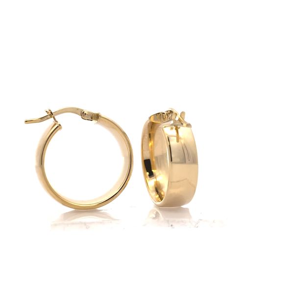 14K Yellow Gold 6mm Wide Flat Hoop Earrings - 20mm Image 4 Arezzo Jewelers Elmwood Park, IL