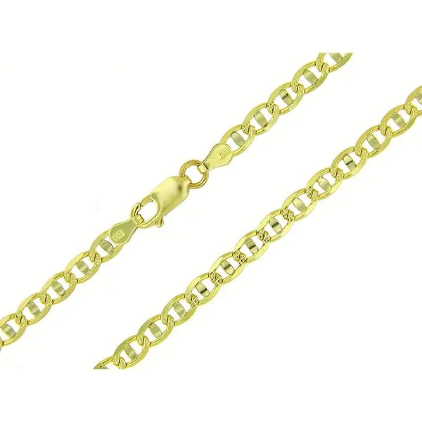14K Two-Tone Diamond Cut Gold Anchor Chain - 24
