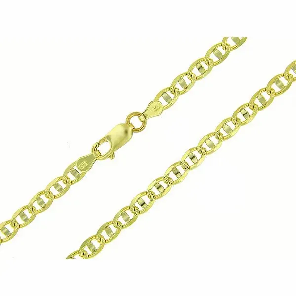 14K Two-Tone Diamond Cut Gold Anchor Chain - 24