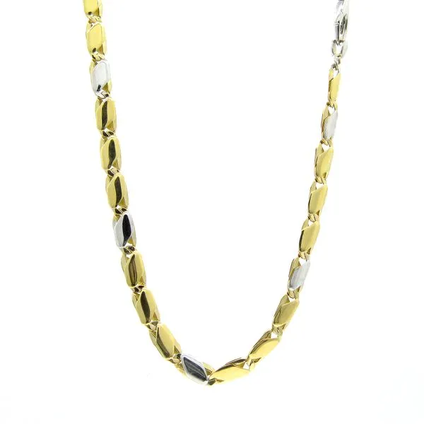 18k Two Tone Fancy Link Chain - 24