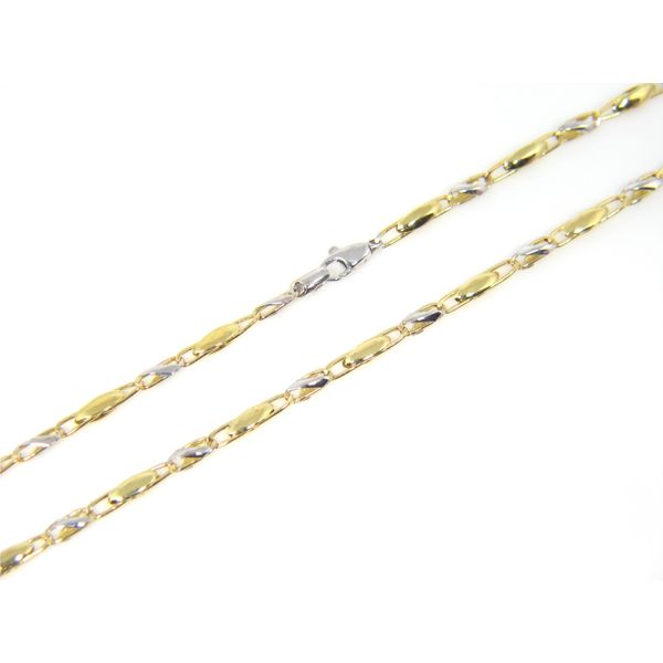 18k Two Tone Gold Fancy Link Chain - 24