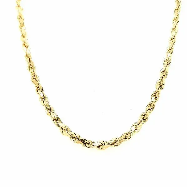 14k Yellow Gold Diamond Cut Hollow Rope Chain, 25