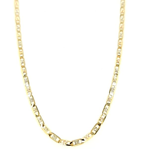 18k Tri Color Gold Star Cut Solid Flat Anchor Chain, 23