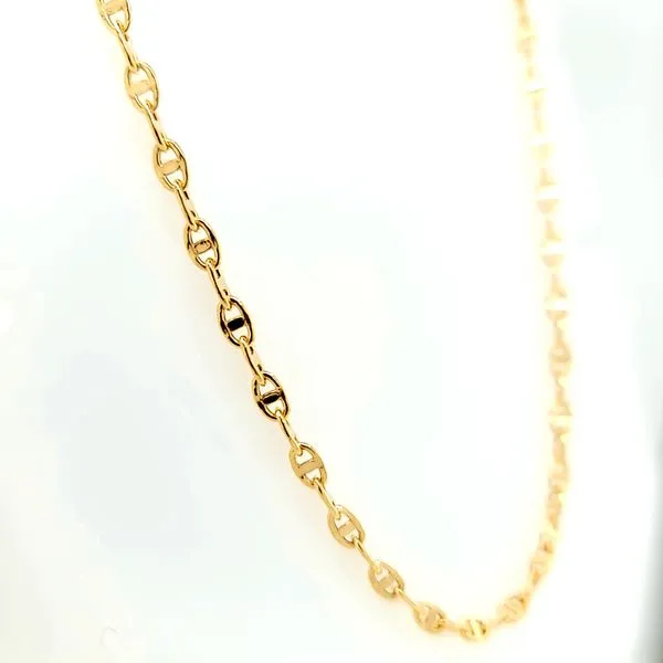 18k Yellow Gold Solid Anchor Cable Link Chain, 20