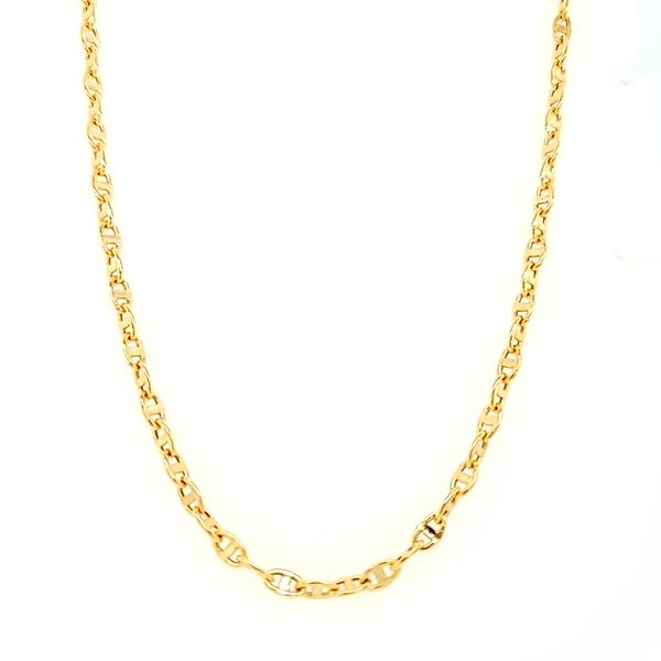 18k Yellow Gold Solid Anchor Cable Link Chain, 20