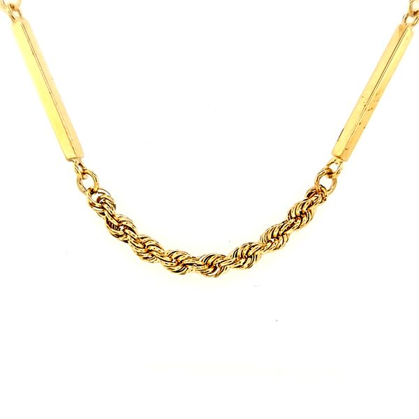 14k Yellow Gold Diamond Cut Rope Chain with Bars Image 2 Arezzo Jewelers Elmwood Park, IL