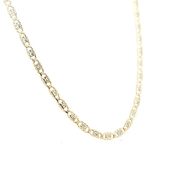 14kt Two Tone Diamond Cut Valentino Link Chain Image 2 Arezzo Jewelers Elmwood Park, IL