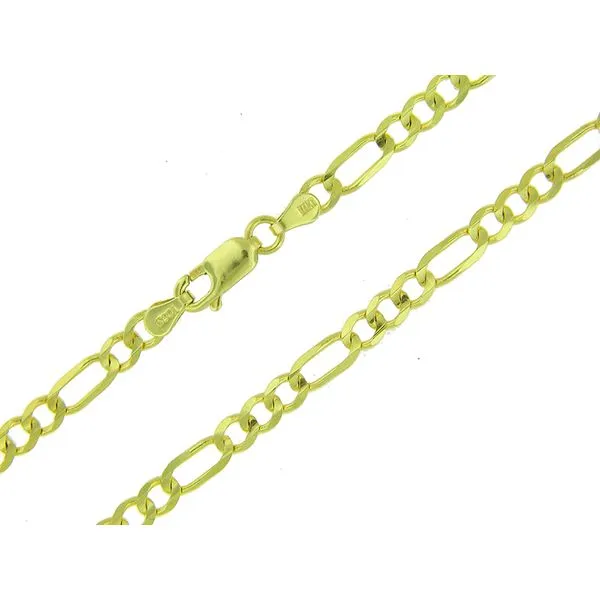 14k Yellow Gold Solid Figaro Chain - 22