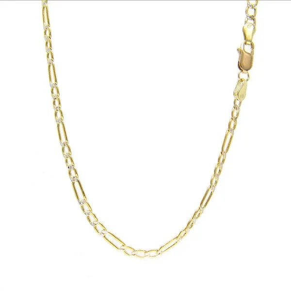 14k Yellow Gold D/C Hollow Figaro Chain - 22