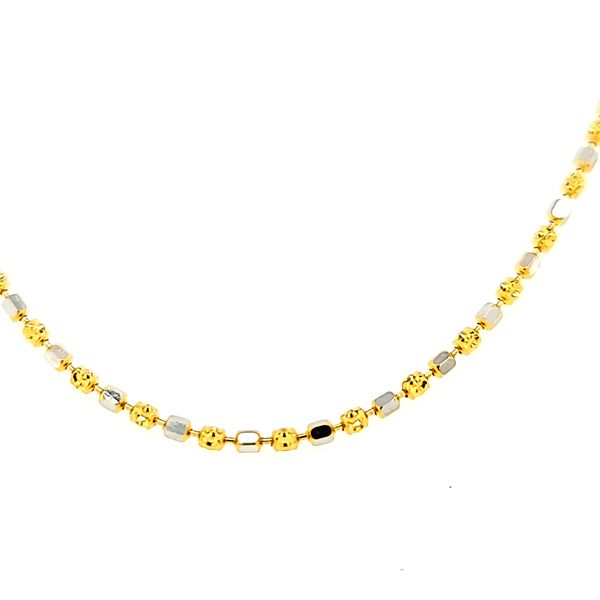 14k Yellow Gold Diamond Cut Fancy Beaded Chain Image 2 Arezzo Jewelers Elmwood Park, IL