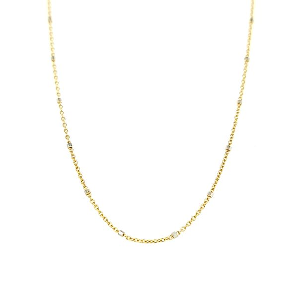 14k Yellow Gold 1.18mm Diamond Cut Beaded Rolo Chain Arezzo Jewelers Elmwood Park, IL