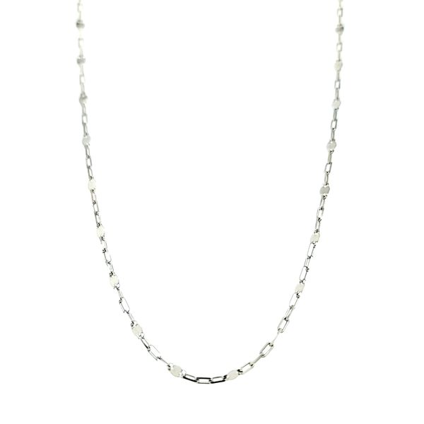 14k White Gold 1.9mm Diamond Cut Cable Mirror Link Chain Arezzo Jewelers Elmwood Park, IL