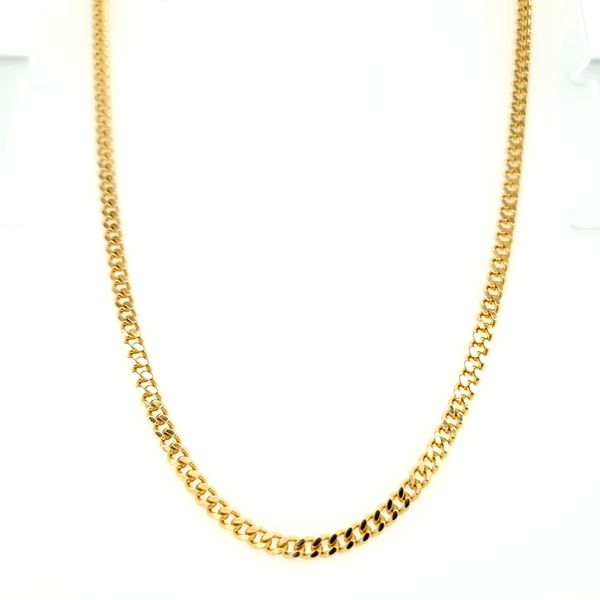 14k Yellow Gold 3.25mm Solid Curb Link Chain Arezzo Jewelers Elmwood Park, IL