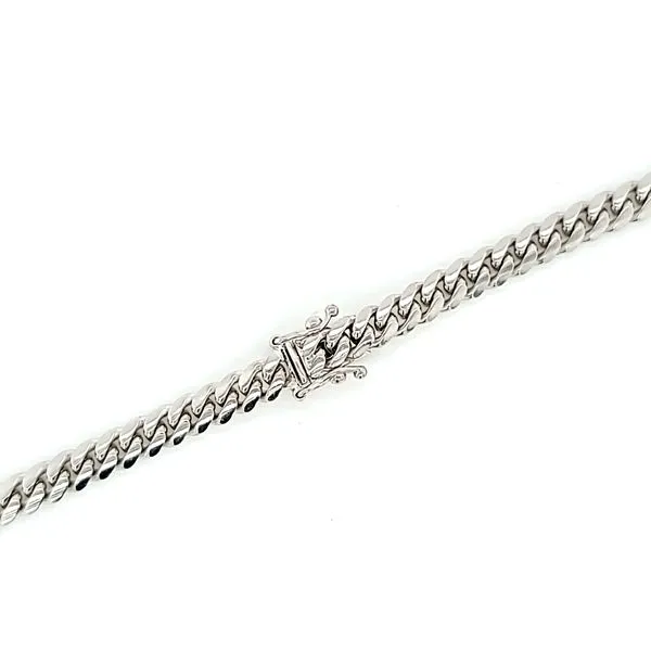 14k White Gold 5.2mm Solid Miami Cuban Link Chain Image 2 Arezzo Jewelers Elmwood Park, IL