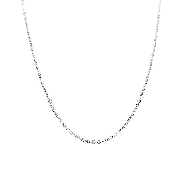 14k White Gold .8mm Diamond Cut Rolo Link Chain Arezzo Jewelers Elmwood Park, IL