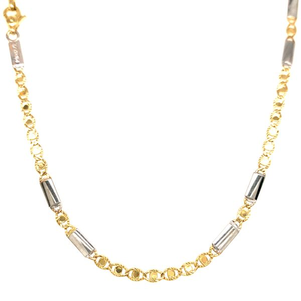 18k Fancy Link Two Tone Gold Diamond Cut Chain Arezzo Jewelers Elmwood Park, IL