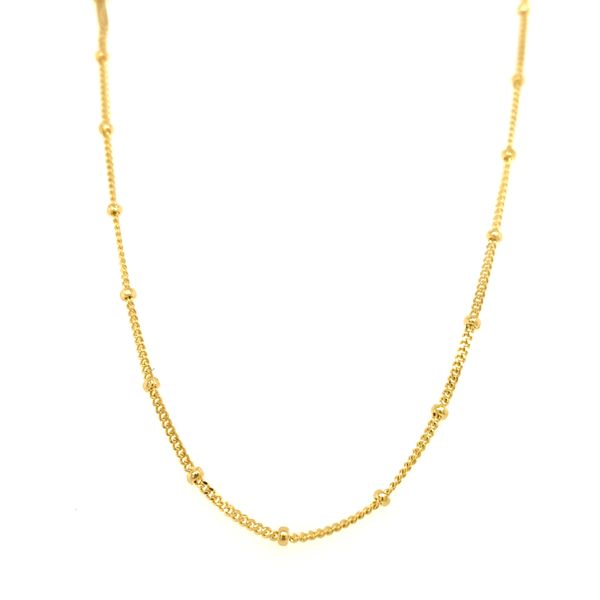 14k Yellow Gold Beaded Curb Link Chain Arezzo Jewelers Elmwood Park, IL