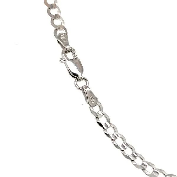 14k White Gold 3.8mm Curb Link Chain Image 2 Arezzo Jewelers Elmwood Park, IL